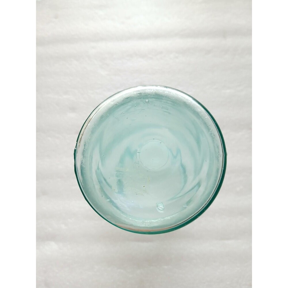 Antique Aqua Blue Mason Jar Bubbly Early Canning No Lid Minor Crack Farmhouse - Picture 5 of 6